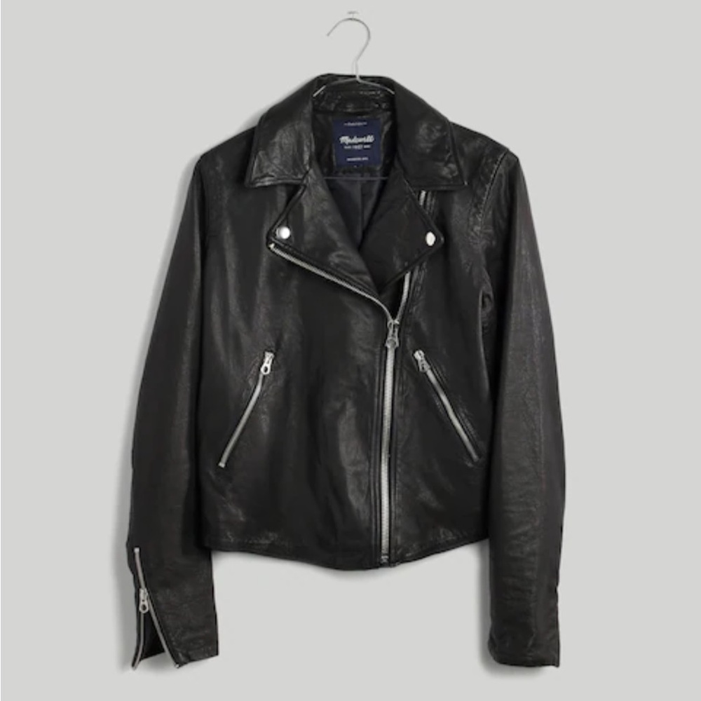 Madewell washed leather motorcycle jacket - Picture 2 of 10